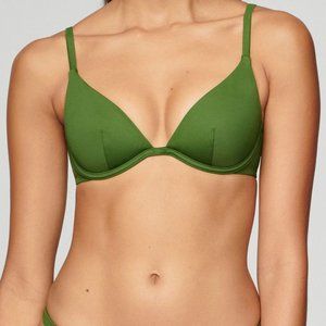 CUUP The Plunge Swimsuit Top in Seaweed, Size 4